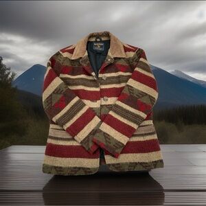Woolrich Jacket Women's Multicolor Geometric Aztec South Western Heritage Cowboy